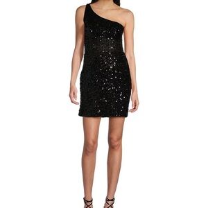 GB Social One Shoulder Glitz Sequin Mini Dress